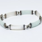 Silver bracelet with Jadeite and Mother of Pearl