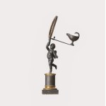 Burnished Bronze Lamp Holder Putto