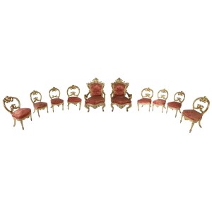 Group of 8 carved and gilded chairs - Naples