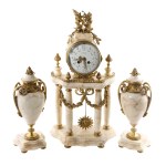 Temple clock and two candelabra - France