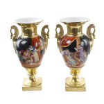 Pair of polychrome amphora vases