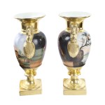 Pair of polychrome amphora vases