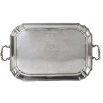 Silver tray with handles with heraldic coat of arms mid-19th century