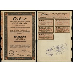 Elibor S.A., 10 shares at 100 zlotys = 1,000 zlotys, 1934, Warsaw