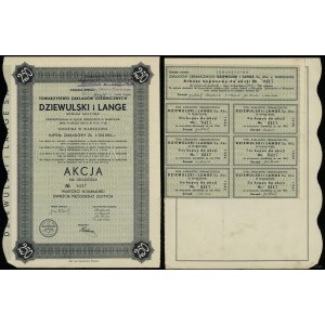 Dziewulski and Lange, bearer share worth 250 zloty, 1937, Warsaw