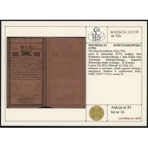 Polska, 100 złotych polskich, 8.06.1794, A, Zoonen