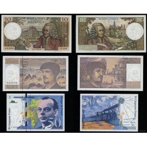 France, set of 5 banknotes, 1973-1997