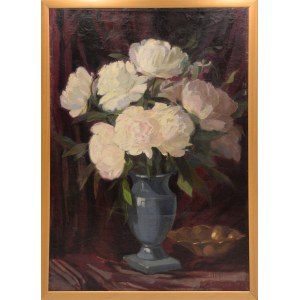 Karol SICIŃSKI (1883-1965), Pivoňky v modré váze, 1948