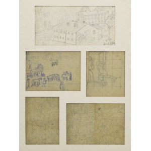 Pawel WRÓBEL (1913-1984), Set of 5 drawings - sketches for paintings - in a common frame