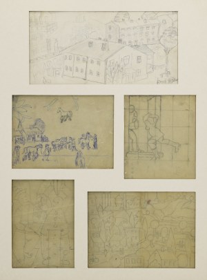 Paweł WRÓBEL (1913-1984), Zestaw 5 rysunków - szkice do obrazów - we wspólnej oprawie