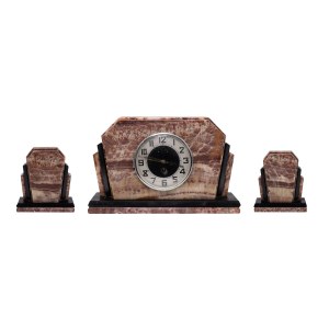 Mantel clock with side ornaments - art déco