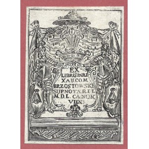 Heraldic ex-libris of P. K. Brzostowski printed after 1762