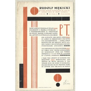 MÊKICKI Rudolf (1887-1942) - Typographical letter by Rudolf Mękicki in four languages proposing an exchange of exlibrises.