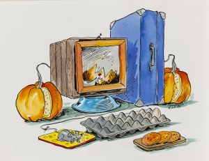 Szarlota Pawel (1947 - 2018 ), Komputer, ilustracja do czasopisma 