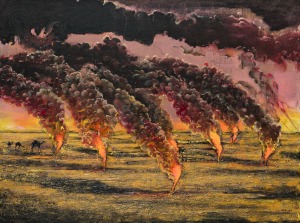 Michał Mroczka (1984), Płonące szyby ropy naftowej (2015)