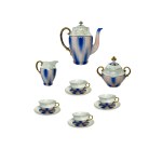 VICTORIE Porcelain Service | Pearl Finish with Blue Decoration | Czechoslovakia, 1970s