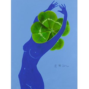 Jagoda Charkiewicz (geb. 1982), Glückliche Frau - Blumenstrauß, 2025