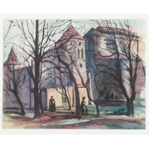 UNKNOWN PAINTER, Meeting in front of the castle, ca. 1950