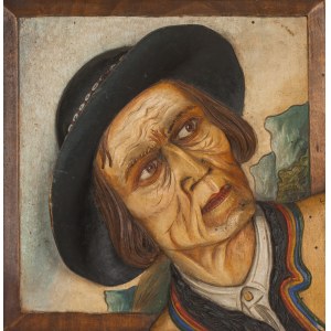 Unknown Artist sculptor from the Podhale school, early 20th century, Head of a highlander, ca. 1930.