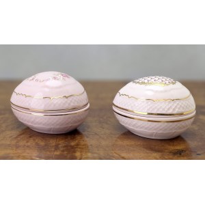 Puzdra w formie jajek - różowa porcelana - Czechy