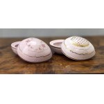 Puzdra w formie jajek - różowa porcelana - Czechy