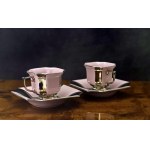 Pár postriebrených šálok na mok z ružového porcelánu - H&amp;C Chodov - 70. roky 20. storočia