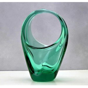 Glass basket proj. Miroslav Klinger Zelezny Brod factory - 1960s