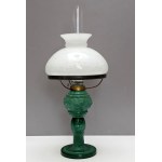 Oil lamp malachite glass Curt Schlevogot - Czechoslovakia 1960s