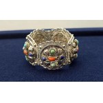 Ethnic filigree bracelet , silver with natural stones - Egypt mid-20th century.