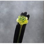 Decorative form - Uranium glass rose on a background of black oak