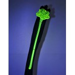Decorative form - Uranium glass rose on a background of black oak