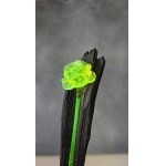 Decorative form - Uranium glass rose on a background of black oak