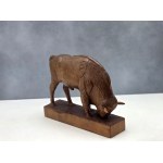 Drewniana figura '' Pasący się żubr  - T. Miller [ Sztuka Ludowa] - Bielsk Podlaski - II poł. XX w.