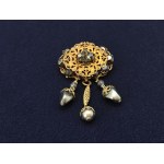 Old 1960s Victorian style brooch in antique gold color