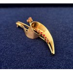 Art Deco - Gilded silver brooch with natural garnets - early 20th century. [silver ]