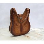 Vintage - handmade handbag in natural embossed leather - 1960s