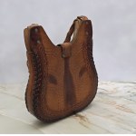 Vintage - handmade handbag in natural embossed leather - 1960s