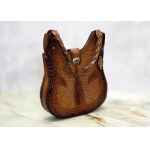 Vintage - handmade handbag in natural embossed leather - 1960s
