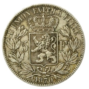 Belgium, Leopold II, 5 francs 1870 (119)