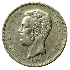 Spain, Amadeus I, 5 pesetas 1871 (122)