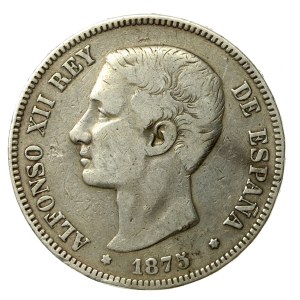 Espagne, Alphonse XII, 5 pesetas 1875 (138)