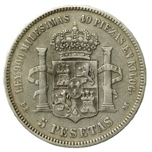 Espagne, Alphonse XII, 5 pesetas 1875 (138)