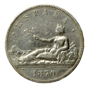 Spain, 5 pesetas 1870 (153)
