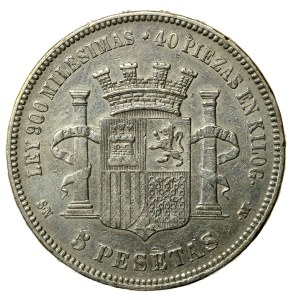 Spain, 5 pesetas 1870 (153)