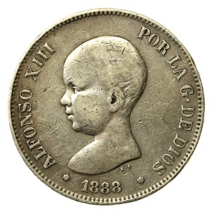 Spain, Alfonso XIII, 5 pesetas 1888 (184)