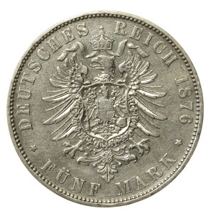 Germany, Saxony, 5 marks 1876 (195)