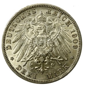 Niemcy, Prusy, Wilhelm II, 3 marki 1909 (196)