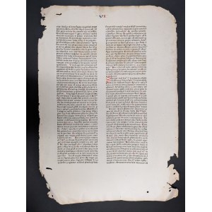 Incunabula card, circa 1470, folio (40.2 x 28.5 cm)