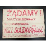 [POSTER PLACARD] WE DEMAND ! IMMEDIATE REGISTRATION OF THE NSZZ SOLIDARNOŚĆ [1980][BLOTTER, SECOND CIRCULATION].