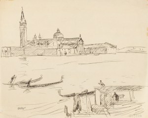 Wojciech WEISS (1875-1950), Widok na Bazylikę San Giorgio Maggiore oraz wysoką dzwonnicę (Campanile di San Giorgio Maggiore